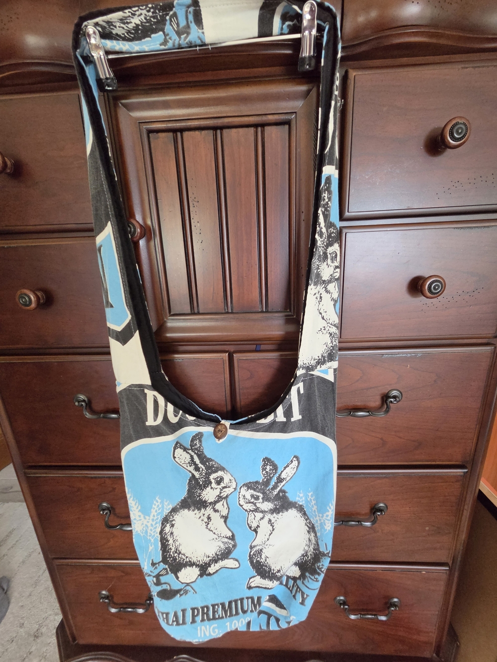Blue Bunny Print Shoulder Bag - Unbranded
